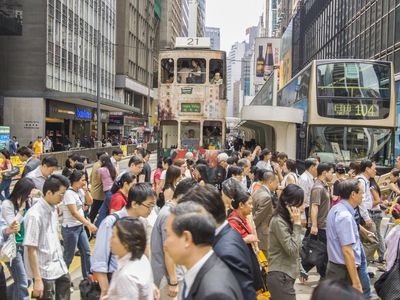 Central, rush time at Des Voeux Road