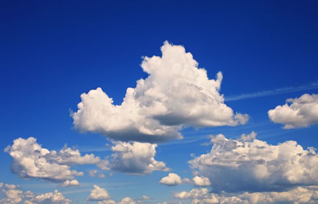 Cumulus clouds in a blue sky