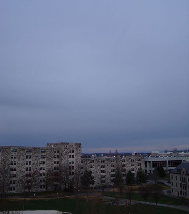 Nimbostratus clouds over a city in Virginia