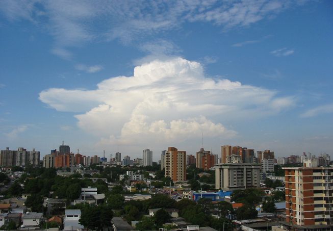 A velum accessory clouds form around a large cloud over Maracaibo, Venezuela