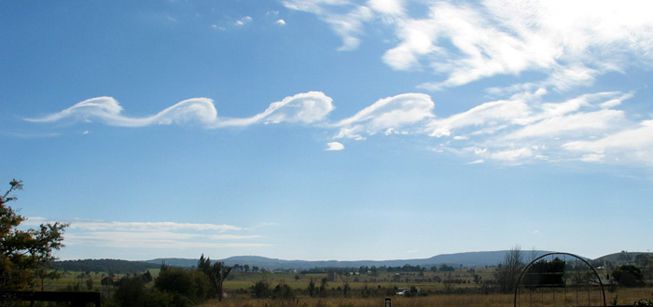 Fluctus clouds appear on a sunny day