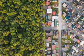Aerial view of road intersection
