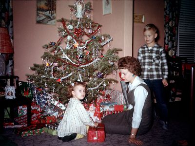 Real tree in vintage photo