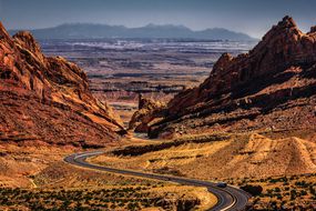 Interstate 70 running through canyons in Utah