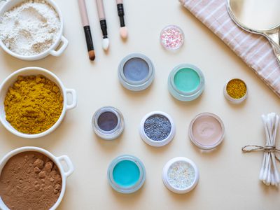 flat lay of ingredients needed to make natural custom diy eyeshadow