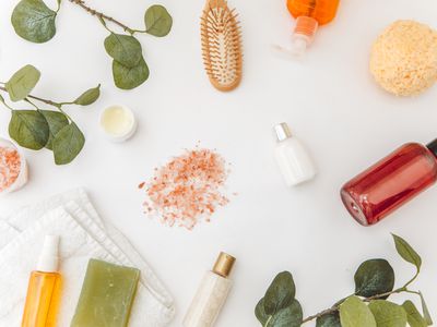 Photos Beauty cosmetic products and spa mockup, flatlay